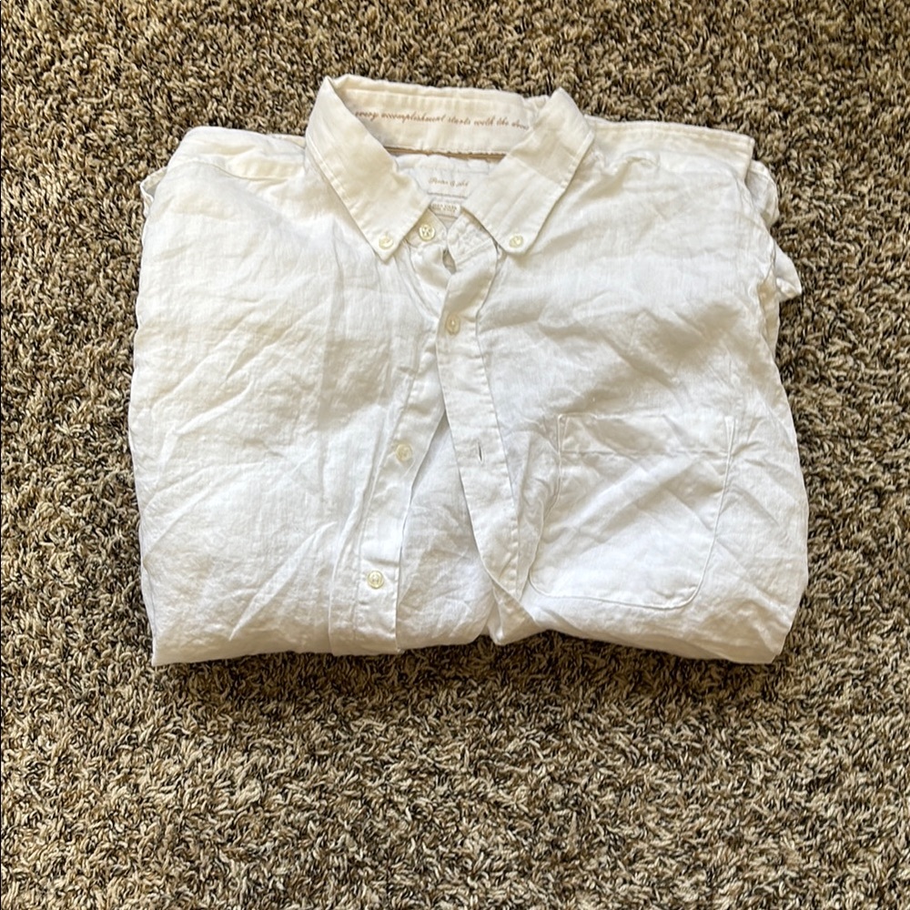 Porter & Ash 100% Linen Men's White Buttondown